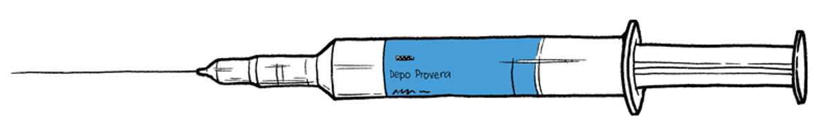 Depo Provera injection line drawing
